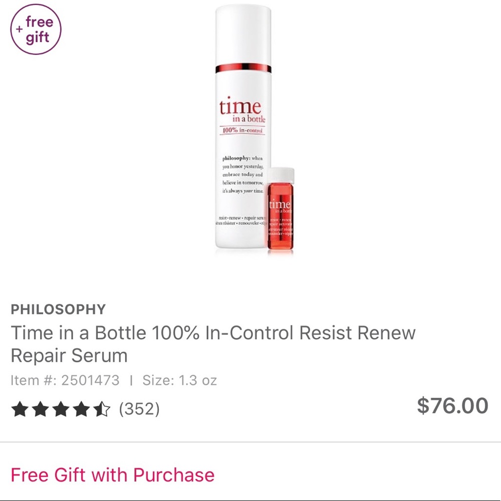 🏮 Philosophy Time in a Bottle Serum & free gift